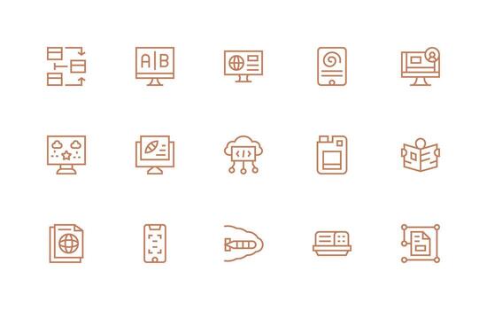 15 información tecnología íconos en regular línea estético multi-estilo íconos para creativo proyectos vector