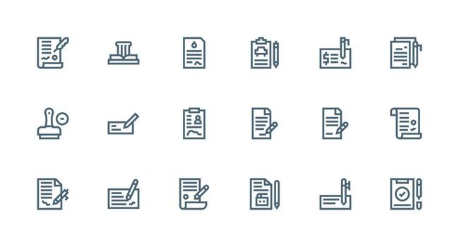 Signature Set with 18 Strong Stroke Line Icons Web and App Icon Pack Collection vector
