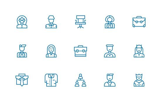 Executive Icon Set with 15 Regular Line Graphics Essential Icon Set for Teams vector