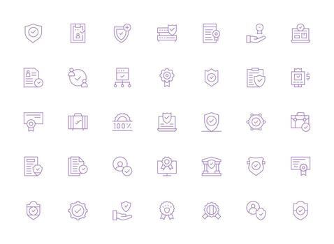 35 Icons for Approved in Light Line Format Fully Editable Icon Set for Web vector