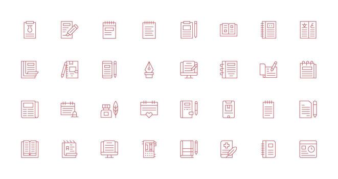 32 Thin Line Icons for Journal Graphics Flexible Icon System for Web Interfaces vector
