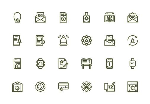 actualizar presentando 24 íconos en grueso línea línea diseño reutilizable icono conjunto vector