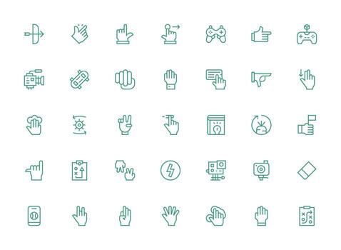 acción conjunto con 35 regular limpiar línea íconos completamente editable icono conjunto para web vector