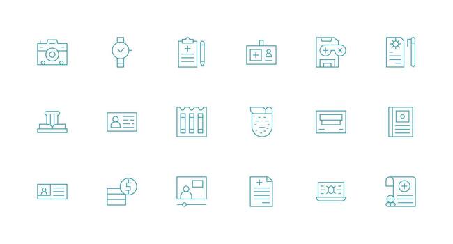 18 Icons for Record in Minimal Line Format All Device Compatible Icon Set vector