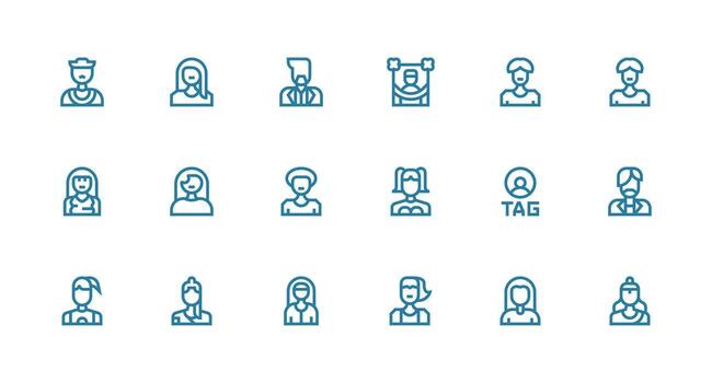 User Icon Icon Set with 18 Strong Stroke Line Graphics Theme-Based Icon Pack vector