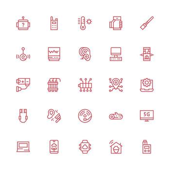 Device Design Icons featuring 25 in Medium Stroke Outline Style Core Icon Collection for Daily Tasks vector