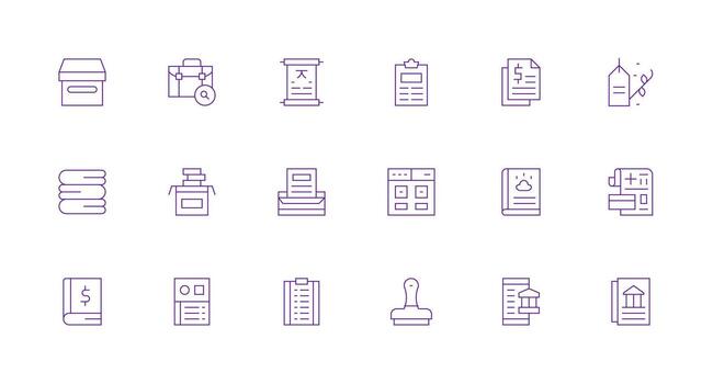 18 Minimal Line Style Icons from Records Collection Clean Icon Set Icon Pack for UI Projects vector