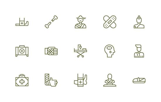 Trauma Icon Collection with 15 Regular Line Designs Full Icon Library for UI Designers vector