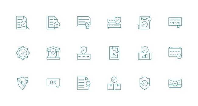 Validated Set with 18 Minimal Line Icons High-Resolution Icons for Any Platform vector