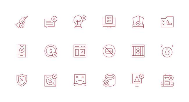 Invalid Icon Set with 18 Minimal Line Graphics Neatly Designed Icons for Web Platforms vector
