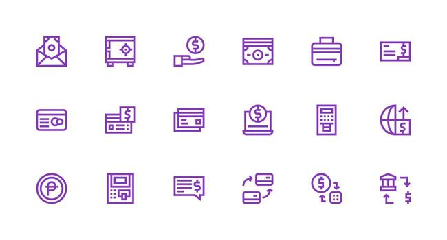 Strong Stroke Line Icons from Banking Set with 18 Vectors UI-Ready Icon Collection