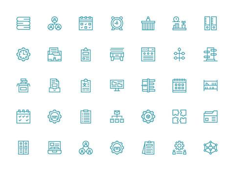 35 regular limpiar línea estilo íconos desde organización colección web y aplicación icono paquete colección vector