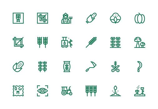 24 grueso línea línea vectores para cosecha tema completar icono haz para web diseño
