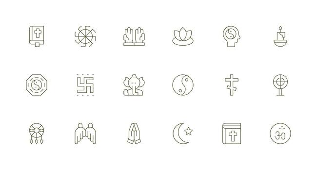 Minimal Line Icons from Spirituality Set with 18 Vectors Complete Icon Bundle for Web Design