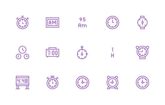 Regular Line Icons from Digital Clock Set with 15 Vectors Standard Icon Pack