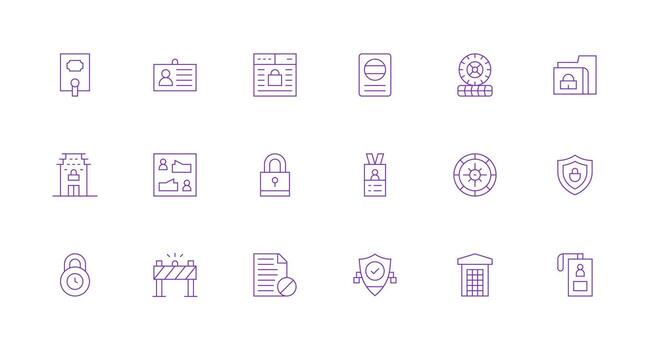 Minimal Line Style Access Control Icons with 18 Vectors Responsive Icon Set for Flexible Layouts