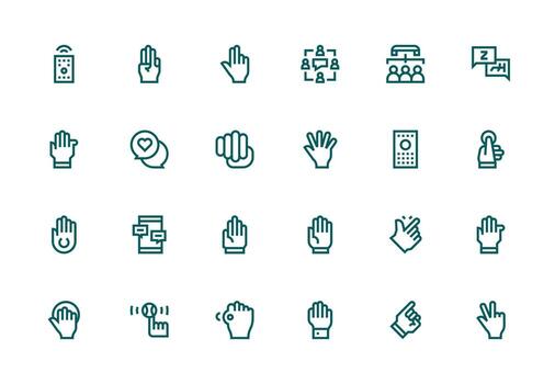 interactuar diseño íconos presentando 24 en grueso línea línea estilo icono conjunto para proyectos vector