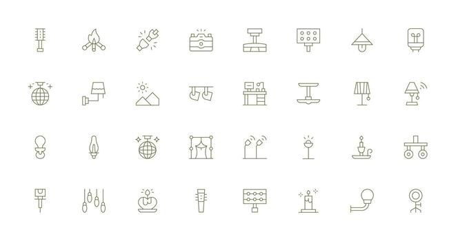 Thin Line Icons from Lighting Set with 32 Vectors Icon Set for Web