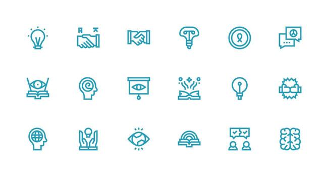 Strong Stroke Line Style Understanding Icons with 18 Vectors Theme-Based Icon Pack