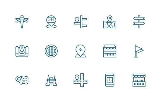 15 Regular Line Vectors for Street Theme Neatly Designed Icons for Web Platforms