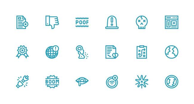 Failure Icon Set with 18 Strong Stroke Line Graphics Layout Icon Collection vector