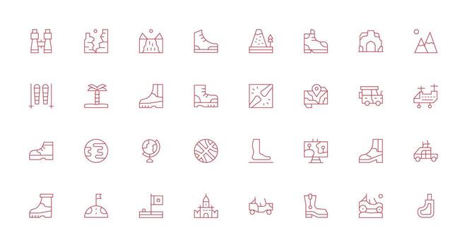 Terrain Set with 32 Thin Line Icons Complete Icon Set for Mobile Apps vector