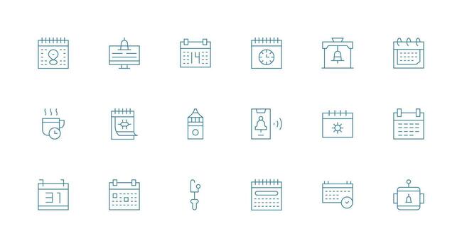 Reminder Set with 18 Minimal Line Icons Simple Icons for Interface and Wireframes vector