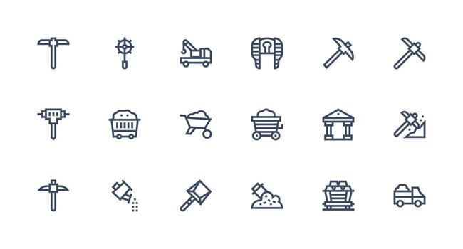 18 fuerte carrera línea estilo íconos desde excavación colección pulcramente diseñado íconos para web plataformas vector