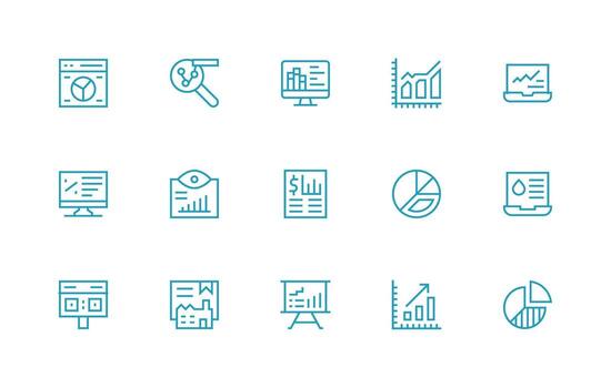 15 Regular Line Style Icons from Statistics Collection Line Icon Collection vector