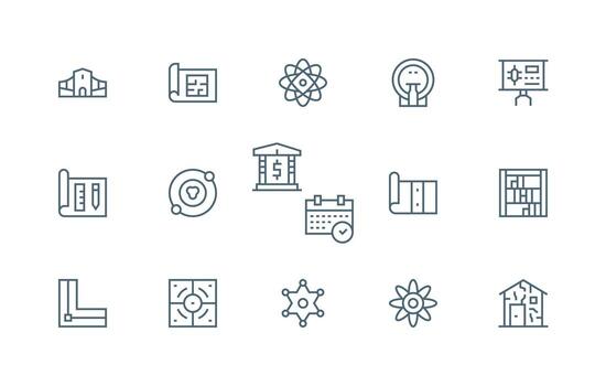 15 Icons for Schematic in Regular Line Format Neat Icon Set vector