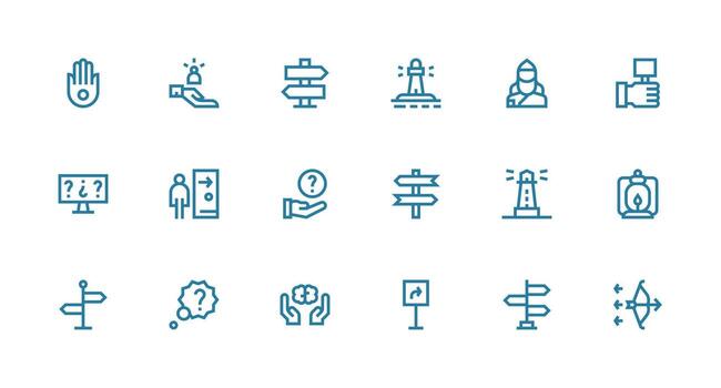 Strong Stroke Line Icons from Guidance Set with 18 Vectors Complete Icon Set for Mobile Apps