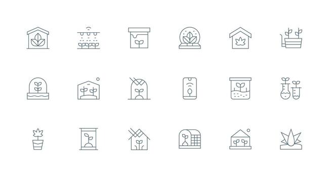 18 mínimo línea vectores para hidroponia tema bien estructurado íconos para creativo utilizar
