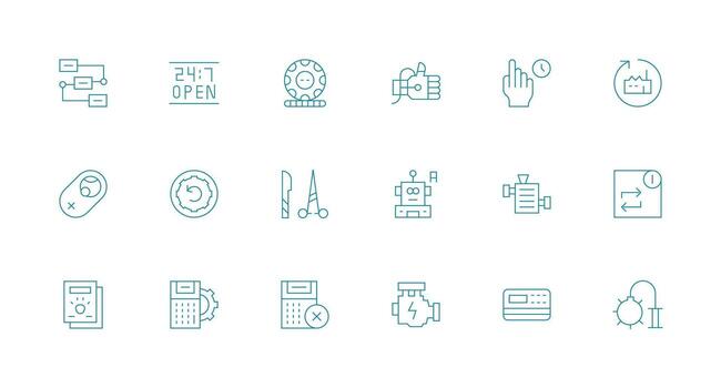 18 Minimal Line Icons for Operation Graphics Professional Icon Set vector