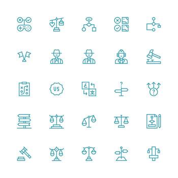 Decision Set with 25 Medium Stroke Outline Icons Essential Icons for Rapid UI Building vector
