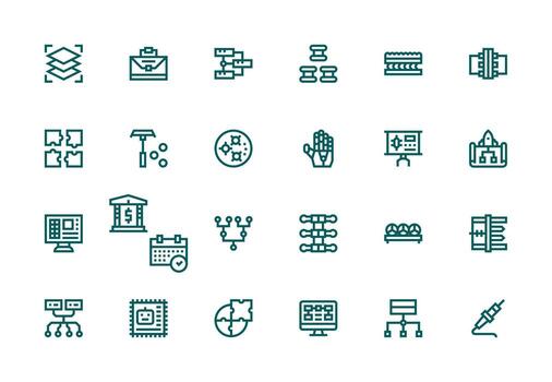 componentes icono conjunto con 24 grueso línea línea gráficos completar icono conjunto para móvil aplicaciones vector