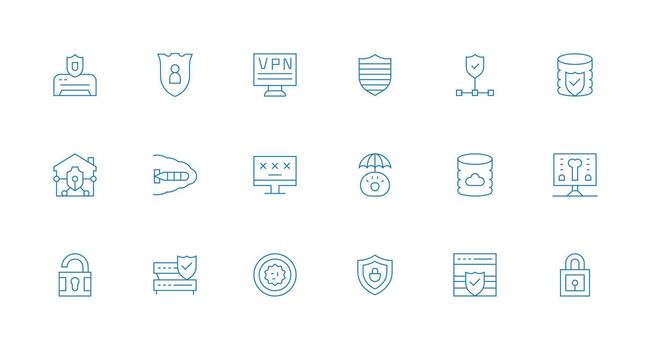 18 Icons for Cyber Security in Minimal Line Format Professional Icon Set vector