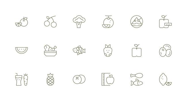 Diet Design Icons featuring 18 in Minimal Line Style Display Icon Pack vector