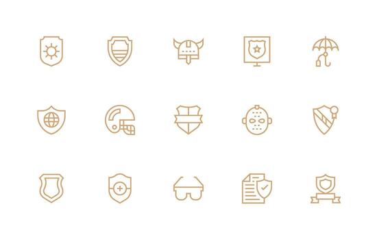 15 Regular Line Style Icons from Shield Collection Flexible Icon System for Web Interfaces vector