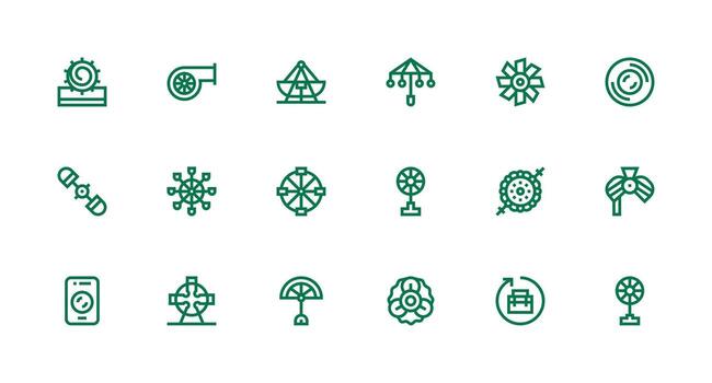 18 íconos para giratorio en fuerte carrera línea formato organizado icono paquete para rápido acceso vector