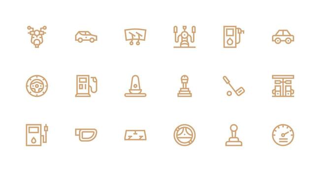 Driving featuring 18 Icons in Strong Stroke Line Design Interface Icons for Daily Use vector