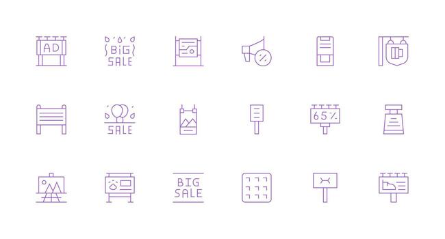 Poster featuring 18 Icons in Minimal Line Design Balanced Icon Set for Functional Design vector