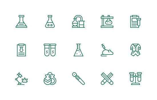 Regular Line Icons from Experimentation Set with 15 Vectors Clean Icon Collection for Web Use