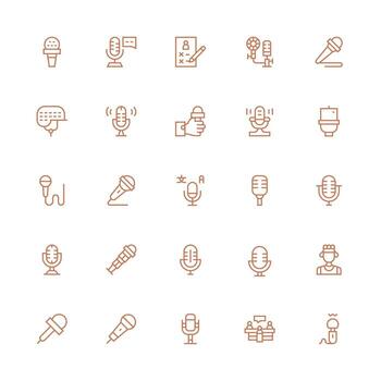Medium Stroke Outline Icons from Interview Set with 25 Vectors Multi-Style Icon Collection