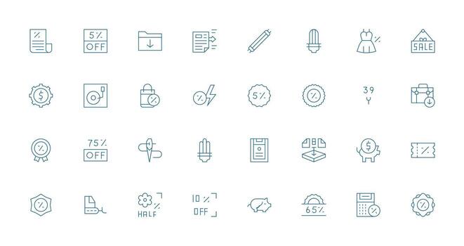 32 Thin Line Designs for Saving Icons Quick Access Icons for UI Development vector