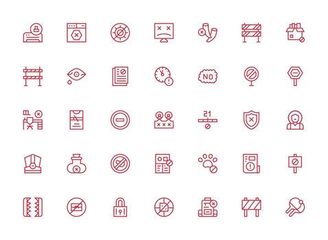 35 Regular Clean Line Style Icons from Access Denied Collection Lightweight Icon Series for Fast Prototypes vector