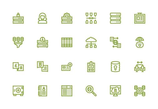 Thick Line Line Icons from Database Set with 24 Vectors Sharp Icons for Presentations