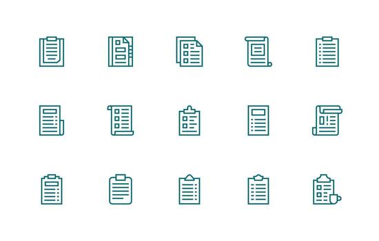 formas presentando 15 íconos en regular línea diseño ligero icono serie vector