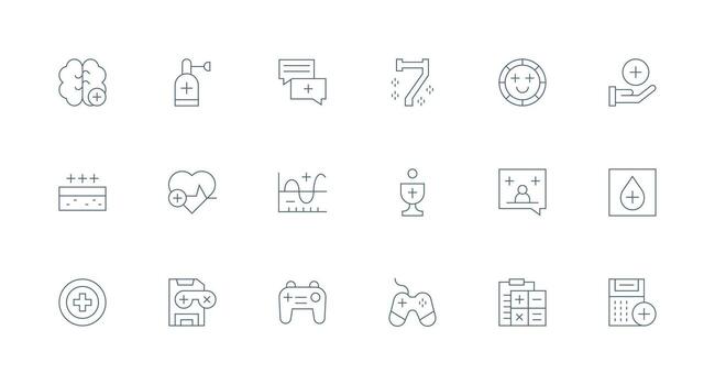 Minimal Line Icons from Plus Set with 18 Vectors Simple Icon Pack