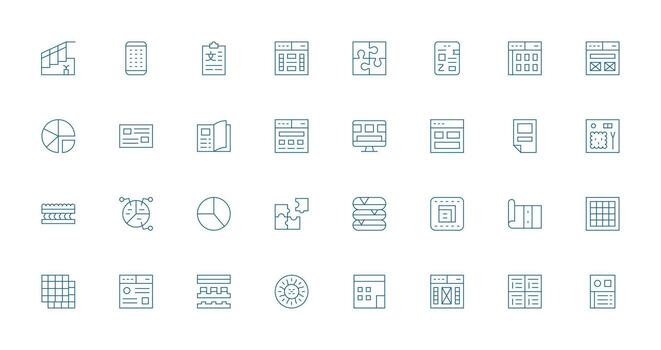 32 Thin Line Style Icons from Sections Collection Fully Editable Icon Set for Web vector