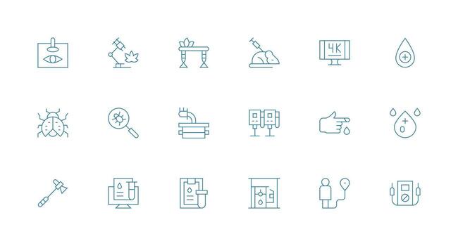 Testing Icon Set with 18 Minimal Line Graphics Icon Collection Set vector